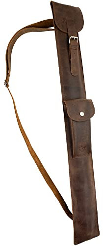 Hide & Drink, Rustikaler Billard-/Pool-Queue, flach, handgefertigt aus Vollnarbenleder, Stabtragetasche mit verstellbarem Riemen: Bourbon Brown