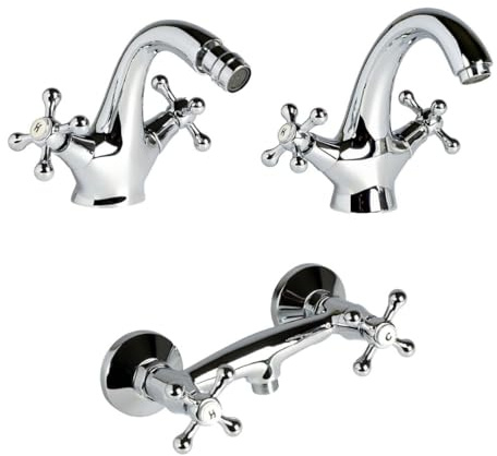 Kiamami Valentina - Ensemble de robinets pour lavabo, bidet, douche extérieure avec poignées en croix | Narciso