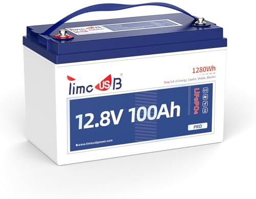 Timeusb 12V 100Ah Grupo31 Batería LiFePO4 para Autocaravana Barco | BMS 100A Integrado,4000-15000 Ciclos Profundos,1280Wh Ideal para Furgoneta Camper,Fuera de La Red,Sistema Solar