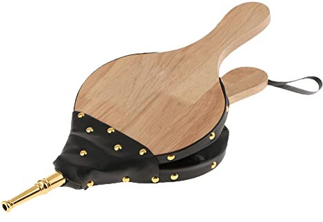 Blasebalg für Holzofen – Luftgebläse, Guss-Düse, manuell, Massivholz, Leder, Grill, Kamin, Handbalg für BBQ Youding