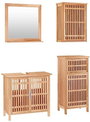 vidaXL Conjunto de Muebles de baño 4 Piezas Madera Maciza de Nogal
