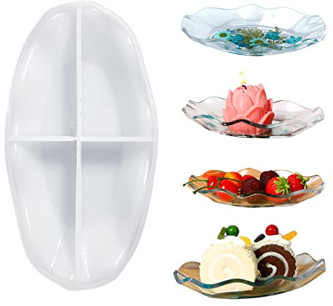 Epoxidharz Silikonformen Silikonform Gießform Tablett Resin Untersetzer, Obsttablett Harzformen, Epoxidharz Formen Tray Dish Molds Mold Teller Resin Harz Casting Formen Teetablett Untersetzer - Oval