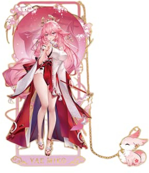 Hanaiette Genshin Impact Figure Metall-Lesezeichen (Yae Miko-Legierung, 4 x 9 cm, 1 Stück)