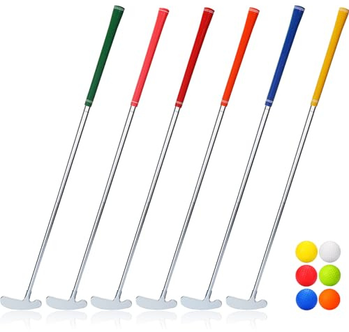 Liliful 6 putters de Golf para Hombres y Mujeres, Mini Putter de Golf de Dos vías con 6 Pelotas de Golf para niños a Granel para golfistas diestros y Zurdos, Agarre de Golf Desmontable para Edades de