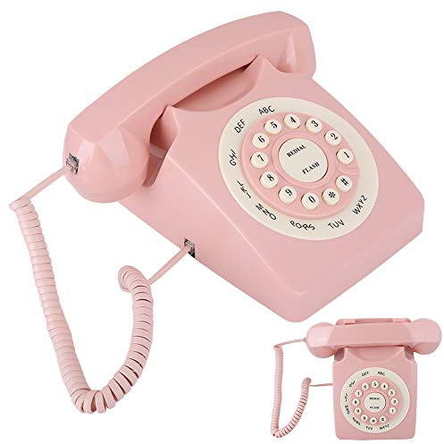Téléphone Vintage Qualité d'Appel Haute Définition Téléphone Filaire pour Bureau à Domicile Rose Téléphone Fixe de Bureau Vintage Téléphone Fixe Numérique Vintage Fil de Qualité