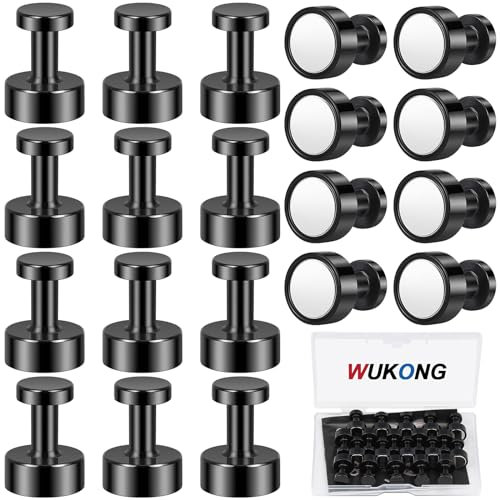Wukong Kegelmagnete Starke, 12x16mm | 20 Stück Neodym Magnete Extra Stark, Pinnwand Magnet Schwarz, Whiteboard Magnete Push Pins Für Büros, Hinweistafel und Küchen