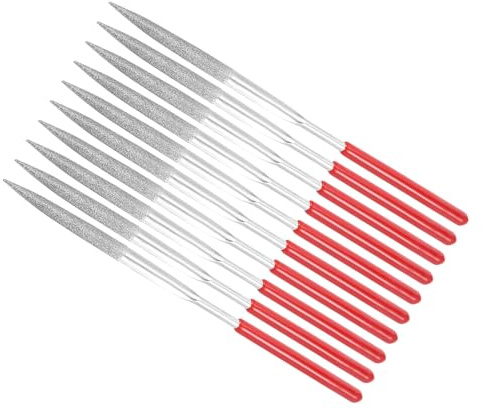 CoCud Lima de Aguja Recubierta de Diamante Grano 150 Vástago de 4mm Longitud de 160mm Herramienta de Afilado de Lima Media Redonda de Diamante para Metal Vidrio Piedra 10Pcs