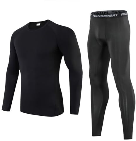 Gavena Boys Compression Base Layers Sets Youth Athletic Base Layer Kids Thermal Wear Set Football Leggings and Shirts Suits for 4 to 13 Years(13 Year,Black)