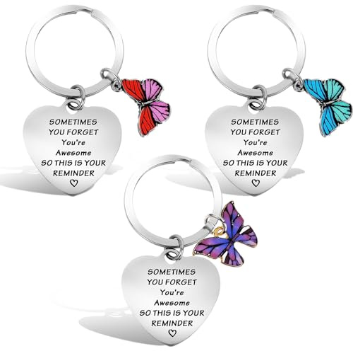 EUPSIIU 3-pack nyckelring, inspirerande gåvor nyckelring för kvinnor, inspirerande brev nyckelring nyckelring, Somtimes You Forget You Are Awesome present inspirerande, motiverande nyckelring