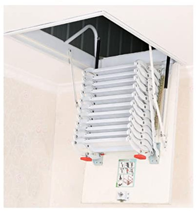 Compacte Échelle télescopique en Acier au Carbone Échelle de Grenier d'installation supérieure Escabeau Robuste personnalisé Hauteur Verticale atteignable 3m / 120in Épaissi