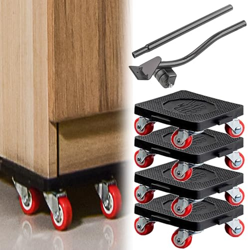 QSLKI Kit Elevadores De Muebles, Juego De Ruedas De Transporte Para Muebles, Con 4 Ruedas De Fácil Movimiento, Puede Girar 360°, Mover Y Transportar De Muebles Pesados, Sofá, Closet