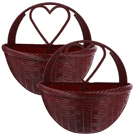 KITANDOVE Wand-blumentöpfe Aus Kunststoff Rattan-imitat 2er-Set Zum Aufhängen An Wand Tür Oder Zaun Halbkorbförmig Langlebig Für Garten Und Innenräume