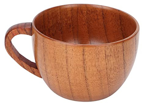 Jwthee Wood Cup, 2PCS Handmade Wooden Mug for Men Women, Small Wood Cup Tankard Barrel Mug Wooden Beer Mugs, Coffee Mug with Handle for Drinking Tea Coffee Wine Beer Hot Drinks