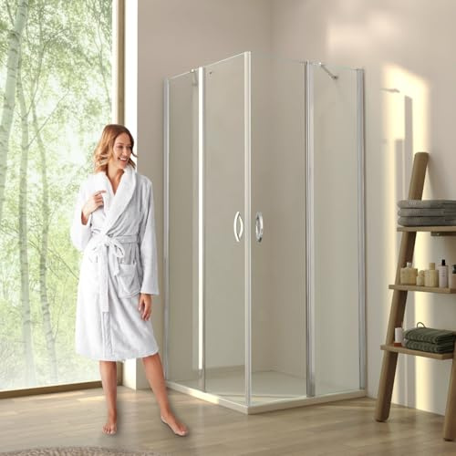 Eckdusche 90x90x195cm mit Eckeinstieg für Duschtasse