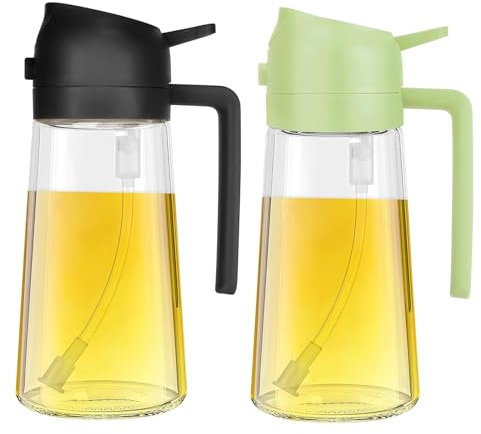 SWEET VIEW 470 ML Spray Pour Huile et Distributeur d Huile, Huile d'olive Distributeur verseur pour, Cuisine,Friteuse d'air,Salade, Barbecue (Noir, vert)