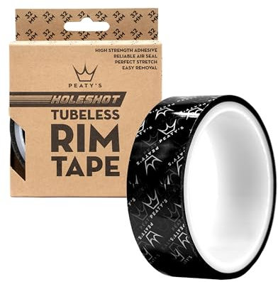Peaty’s Holeshot Tubeless Rim Tape – 10m, High-Strength Adhesive, Puncture Resistant, Air-Tight Seal, Semi-Transparent for MTB, Road, Gravel Bikes – Easy Tubeless Setup, High Tensile Strength - 32mm