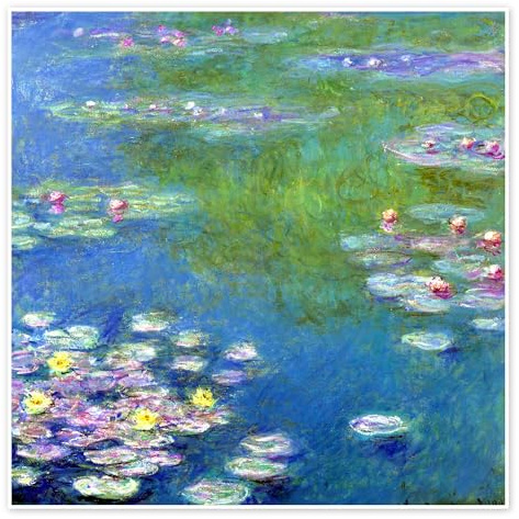 Posterlounge Seerosen, 1908 Poster | 40 x 40 cm von Claude Monet Blau Wandbilder Wanddeko