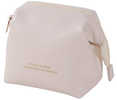 Mumuve Make-up-Tasche, Reise-Kosmetiktasche für Damen, PU-Leder, wasserdicht, Kulturbeutel, großer Reißverschluss, weiß, Size: approx.14x10x15cm/5.51x3.94x5.91in