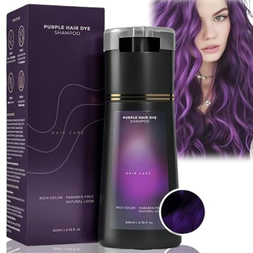 Xinyig Purple Hair Dye, Color Shampoo, Temporary & Semi-Permanent, 200 ml (Pack of 1), Natural, Conditioning, Suitable for All Hair Types, Purple Color