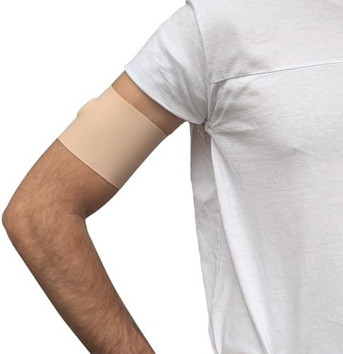 Glico Line Fascia Protettiva per Diabete Unisex per Adulti e Bambini, Fascia Braccio Copri Sensori Glicemici e Micoinfusori, Made in Italy, Beige, M