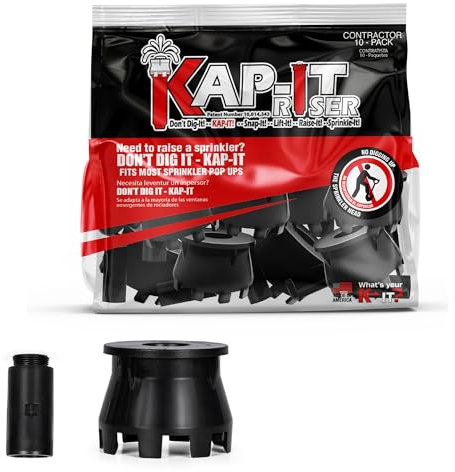 Kap-It Pop-Up Sprinkler Riser Extension - 1.5 Inch Height, No-Dig, Stackable - Easy Installation - Sprinkler Parts Compatible with Most Brands - Black 10 Pack