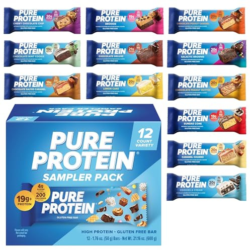 Pure Protein Variety Pack, 20g High Protein, 12 Ct, Gluten-Free, Low Sugar | On-the-Go Snack, Ideal Pre & Post-Workout Fuel