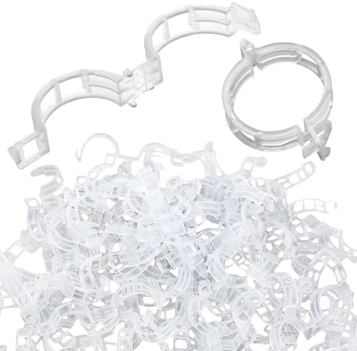 ZXJLWR Pflanzenclips 200 Stück, 30x9mm Weiße Pflanzenklammern aus Kunststoff, Pflanzenclips für Kletterpflanzen, Rankhilfen, Pflanzenringe zur Fixierung für Tomaten, Gurken, Paprika, Trauben