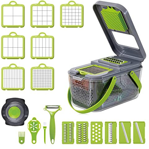 Multifunction Vegetable Chopper Mandoline Slicer-Vegetable Slicer Onion Chopper Food Chopper Cutter -Egg Onion SlicerJulienne Grater- Kitchen Gadgets Set