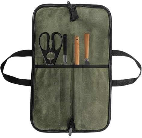 Kitchen Cutter Carry Bag, Knife Bags for Kitchen Knives, Knife Bag for Chefs, Kitchen Tool Bag for Kitchen Knife Set, Chef's Knife Roll Bag Knife Roll Bag for Knives and Spoons, Army Green, see