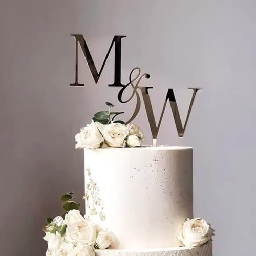 Personalisierter Hochzeitstorte Charm Verlobungskuchen Dekoration Holz Gold Acryl Initialen Topper Party Taufe Namensschild