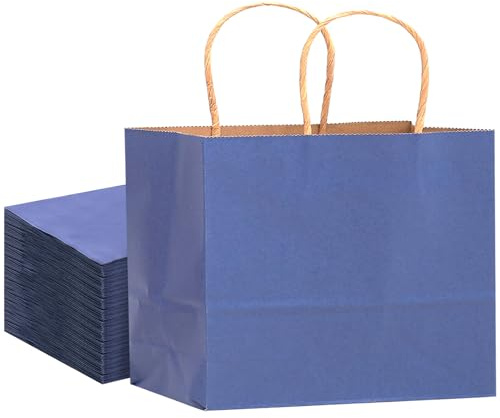 Gcardist 16PCS Papier-Geschenk-Taschen mit Griffen Bulk 32x25x11cm Blau Taschen mehrere Verwendungen (13x4.5x10,breit groß)