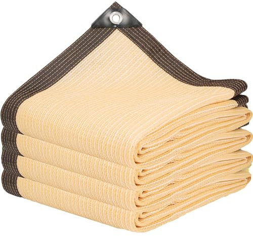 Rete ombreggiante beige per serra, 7 x 7 m, 85% tasso di ombreggiatura, con occhielli, per balcone, giardino, terrazza, protezione solare per piante