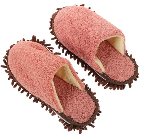 Yardwe Zapatillas De Fregona Reutilizables De Felpa, Pantuflas Para Trapear, Material Absorbente, Tamaño Medio (herrumbre), Para Uso Doméstico, Prácticas y Cómodas Para Limpiar Suelos
