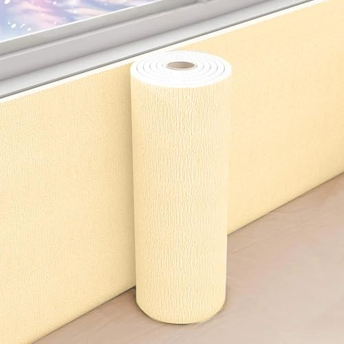 Isolante Termico Adesivo Rotolo di Carta da Parati Antimuffa/Anti Umidità/Impermeabile - Carta da Parati Adesiva Muro Moderna per Camera da Letto Soggiorno Nasconde le Imperfezioni(Giallo,50cmx5m)