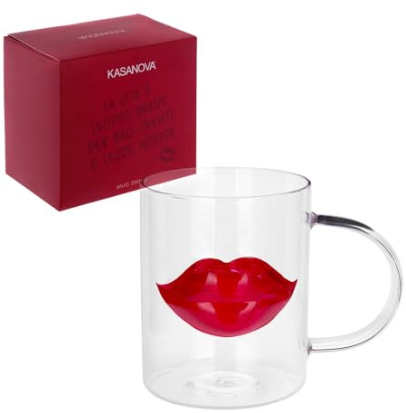 KASANOVA Tazza labbra rosso vetro 390 ml