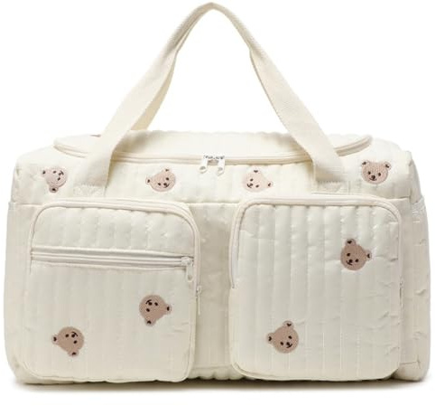 Sac d'hôpital pour bébé, sac à langer matelassé de capacité, motif ours en peluche, de sport mignon, portable et léger pour les voyages à l'hôpital et en week-end, 18, 9 x 8, 7 x 10, 2 pouces