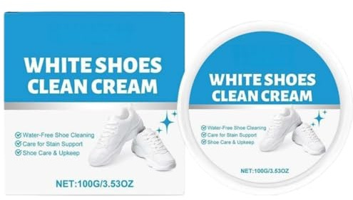 Renewal White Shoe Cleaning Cream with Sponge,Shoe Cleaner & Whitener for Sneakers,Leather & Suede,Fast Stain Removal,Renewal White Shoe Cleaning Cream Kit ,Multipurpose Shoe Cleaning Kit with Brush