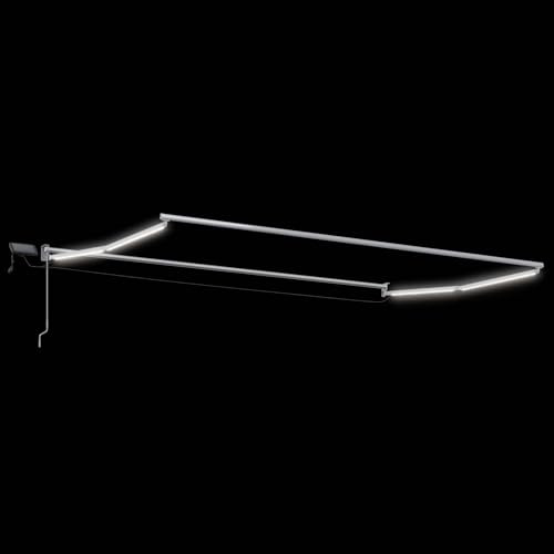 Telaio elettrico per tende da sole bianco 4x2 m in alluminio con luci a LED a energia solare, resistente verniciatura a polvere, manovella manuale per terrazzo ed esterno