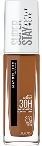 Maybelline Super Stay Full Coverage Liquid Foundation Active Wear Makeup, Up to 30Hr Wear, Transfer, Sweat & Water Resistant, Matte Finish, Mocha, 1 Count