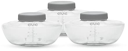 Elvie | Bouteilles de stockage de lait maternel Pump | Accessoires pour l’Allaitement | Lot de 3 bouteilles avec couvercle de 150ml
