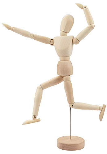 Zeichnung Schaufensterpuppe Modell Holzpuppe Holz Künstler Figur Bewegliche Modellpuppe Gliederpuppe Holz Künstler Schaufensterpuppe mit Ständer für Zeichnen Skizze Home Office Schreibtisch Dekor 30CM