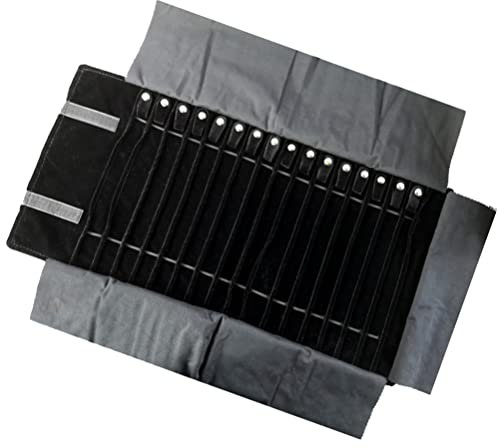 Rotolo Portagioie in Flanella Nero, Organizer Pieghevole Per Gioielli Da Viaggio, Porta Collane, Bracciali, Orecchini E Anelli, Compatto E Elegante Per Casa E Viaggi
