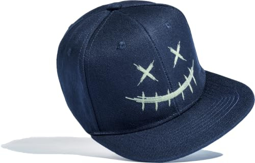 Baddery Barnkeps – Läskig leende – Glow in the Dark, marinblå, one size