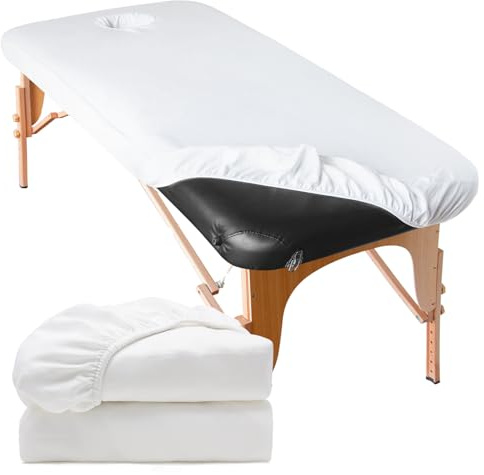 RNGWAPER 2 st dra-på-överdrag med hål för massagesäng, 70 x 190 cm tvättbar massagebädd med nässlits mjukt ventilerande överdrag för massagesäng hudvänlig kosmetisk fåtölj liggskydd