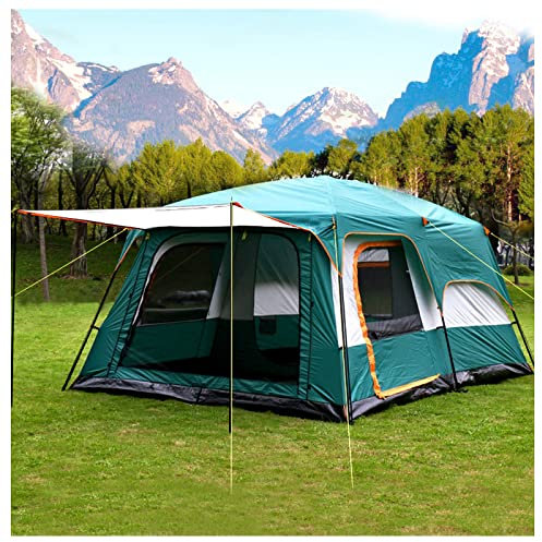 CRBUDY Tragbares Campingzelt für 5 bis 8 Personen, Belüftung, 2 Zimmer und Wohnzimmer, Campingzelt, modern, stabil, wasserdicht, für Familienzelte, Outdoor, Wandern und Bergsteigen