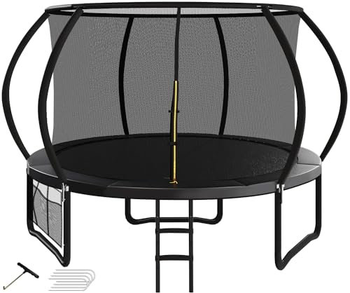 Devoko Trampolin Outdoor Ø 228/305/366/427 cm, TÜV Rheinland GS-Zertifikat, Kindertrampolin Gartentrampolin mit Sicherheitsnetz, Rundes Riesentrampolin mit Leiter und Schuhbeutel