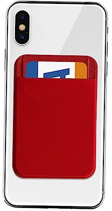 LABRIMP Portacarte Adesivo per Telefono in Pu e Pvc, 2 Pezzi Rosso