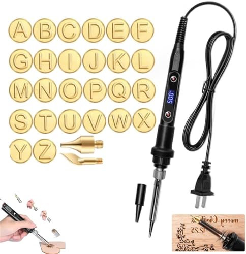 Wood Burning kit，Wood Burning kit with Letter Stamps， 26 Letters Copper Mold —DIY Wood Burning/Carving Set, Wood Craft DIY Embossing Carving Wood Burning Kit ，for Wood Leather Embossing Carving
