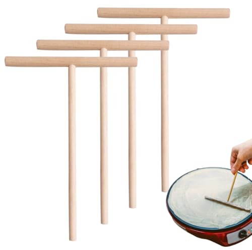 VQEOEOT Utensili da cucina in legno,4 unità, Distributore di impasto per crepes in legno, nessun graffio sulla piastra di, distribuisce l'impasto in modo sottile ed uniforme,17 * 12CM