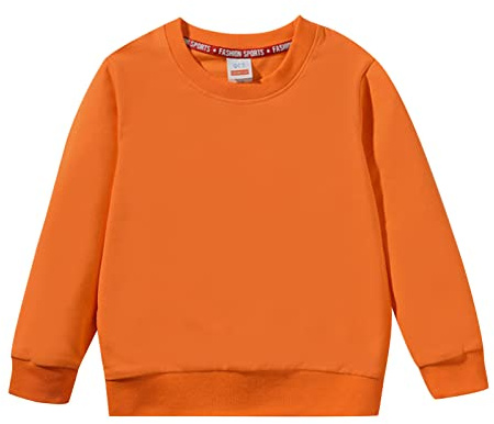 Sweatshirt Karaté Enfant Bébé Garçon Fille Solide Patchwork Manches Longues Coton Col Rond Sweat-shirt Pull Tops Tenues Vêtements La Pull Garçon, Orange, 4-5 ans